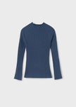 Mayoral Usa Inc Mayoral Ribbed Knit Mock Neck Top in Heather Blue - Little Miss Muffin Children & Home
