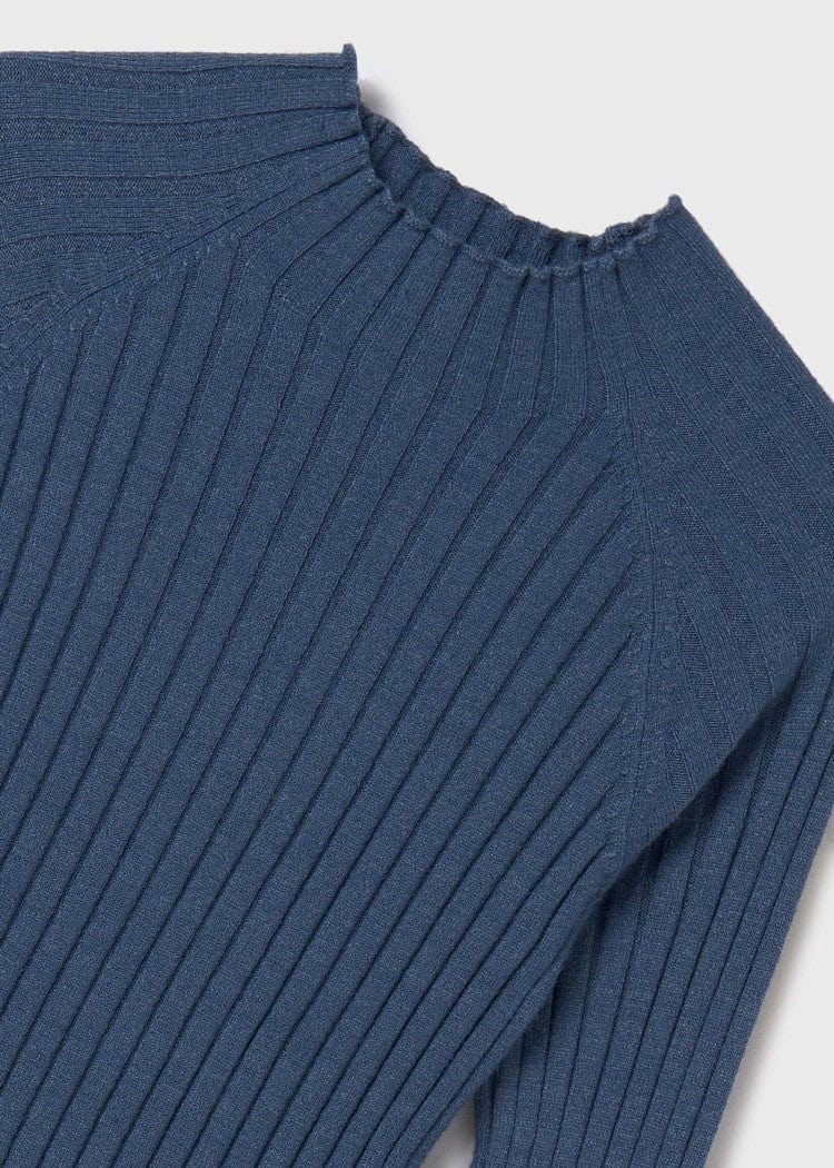 Mayoral Usa Inc Mayoral Ribbed Knit Mock Neck Top in Heather Blue - Little Miss Muffin Children & Home