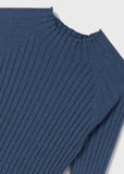 Mayoral Ribbed Knit Mock Neck Top in Heather Blue