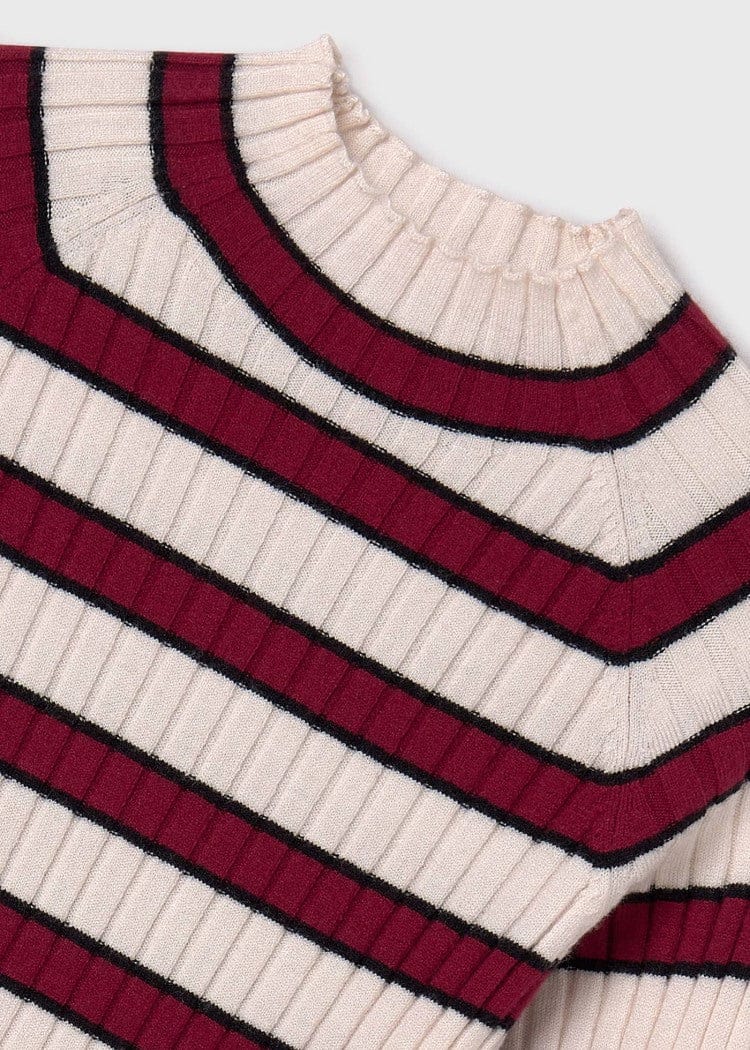 Mayoral Usa Inc Mayoral Ribbed Knit Mock Neck Top in Cherry Stripe - Little Miss Muffin Children & Home