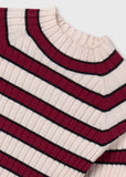 Mayoral Ribbed Knit Mock Neck Top in Cherry Stripe