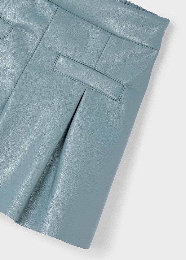 Mayoral Usa Inc Vegan Leather Pleated Shorts in Sage - Little Miss Muffin Children & Home