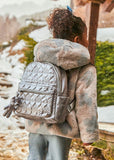 Mayoral Quilted Metallic Backpack in White Gold