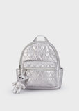 Mayoral Quilted Metallic Backpack in White Gold