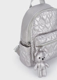 Mayoral Quilted Metallic Backpack in White Gold