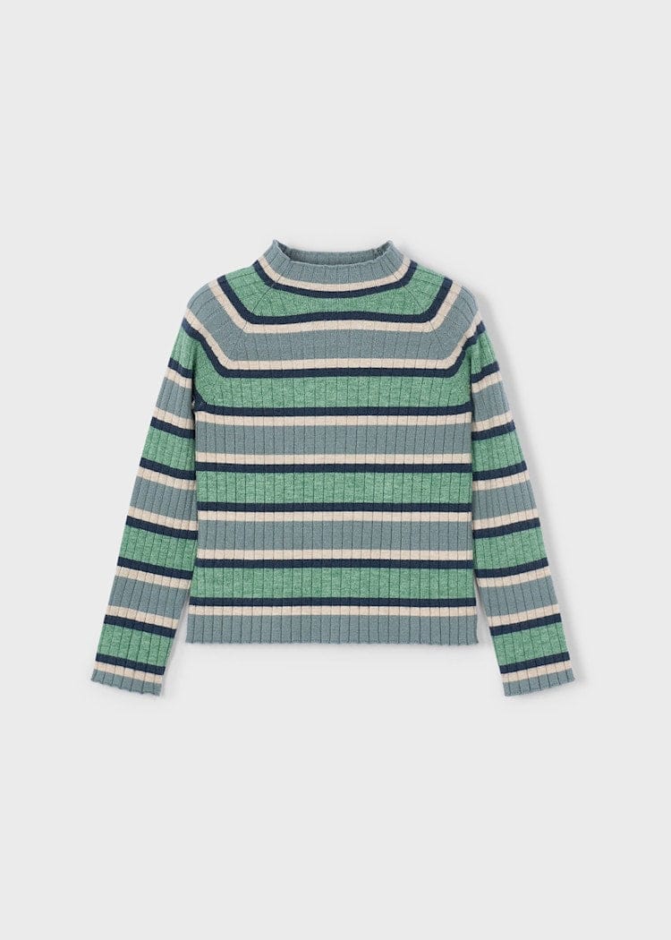 Mayoral Usa Inc Mock Neck Knit Sweater in Sage Stripe - Little Miss Muffin Children & Home