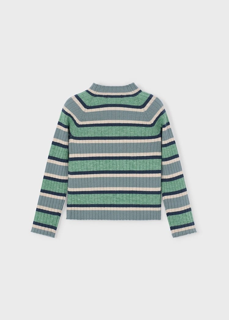 Mayoral Usa Inc Mock Neck Knit Sweater in Sage Stripe - Little Miss Muffin Children & Home