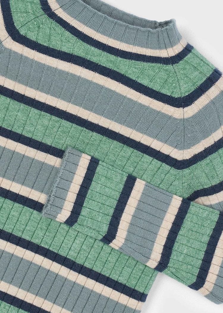 Mayoral Usa Inc Mock Neck Knit Sweater in Sage Stripe - Little Miss Muffin Children & Home