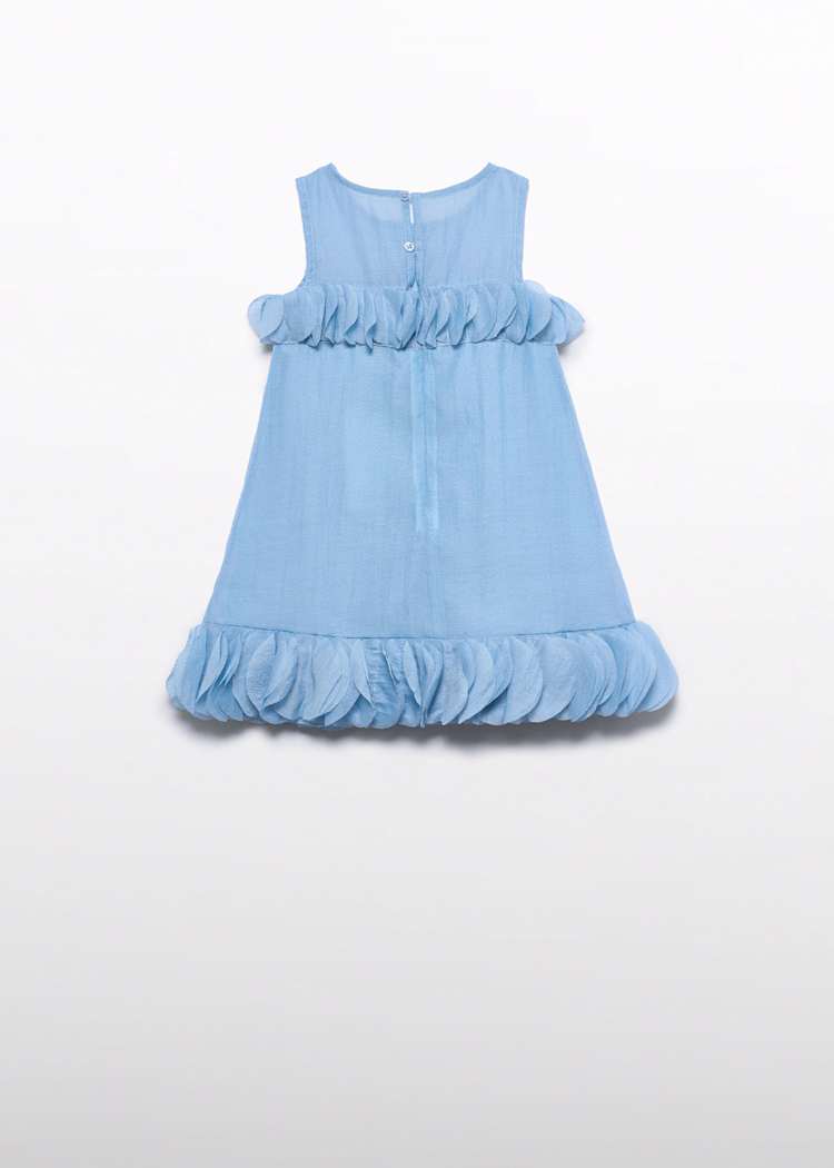 Sleeveless Organza Dress with Flutter Appliques