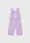 Flower Applique Top & Pants Set in Mauve