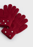 Pearl Detail Knit Gloves, 2 Colors Available