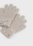 Pearl Detail Knit Gloves, 2 Colors Available