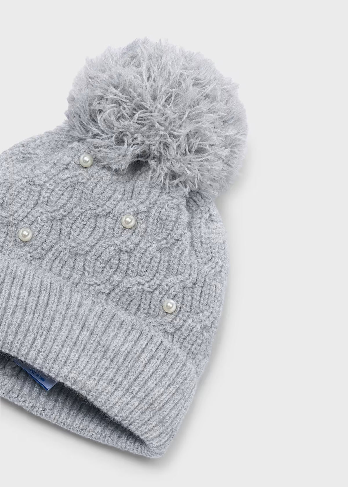 Pearl Detail Knit Pom-Pom Hat