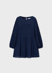 chiffon navy blue dress