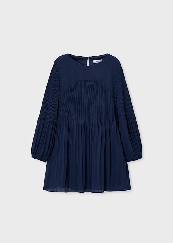chiffon navy blue dress