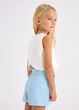 Mayoral Sleeveless Pleated Trim Top in Off White