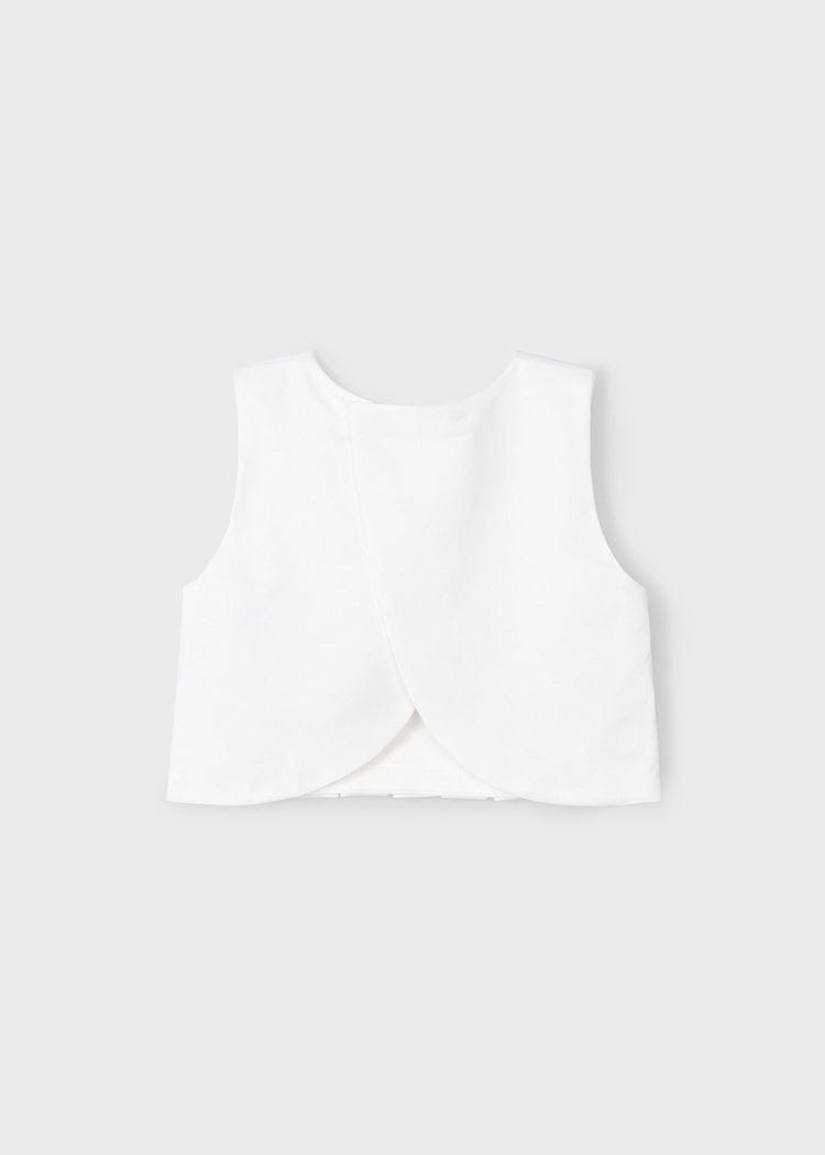 Mayoral Usa Inc Mayoral Sleeveless Pleated Trim Top in Off White - Little Miss Muffin Children & Home