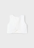 Mayoral Sleeveless Pleated Trim Top in Off White