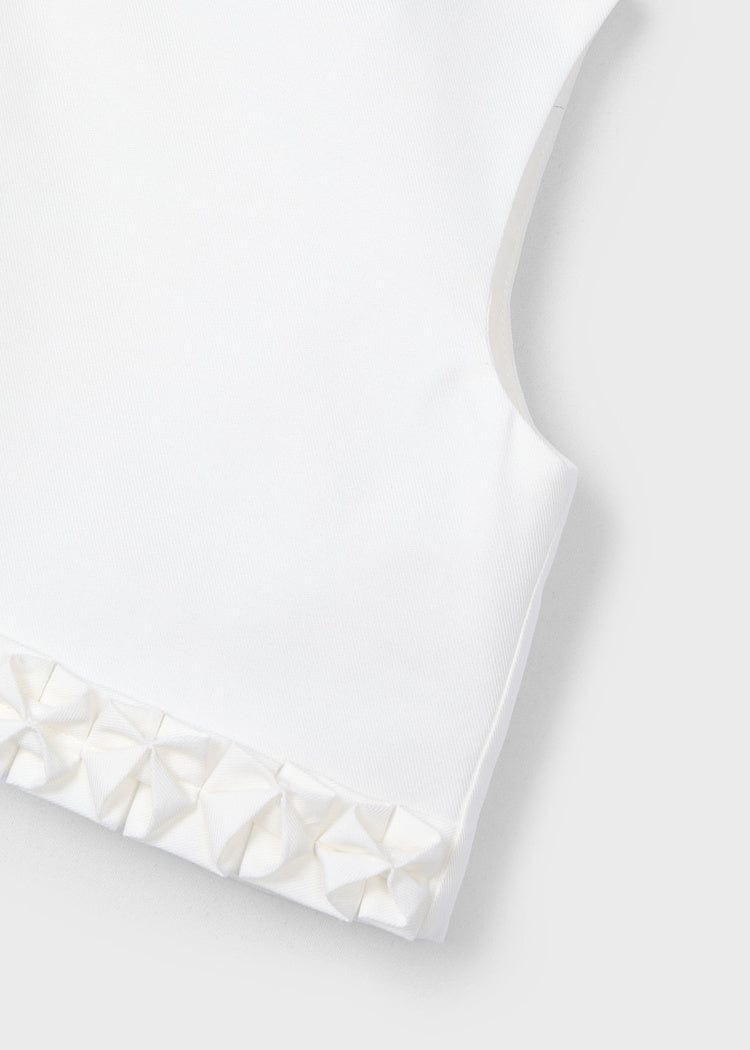 Mayoral Usa Inc Mayoral Sleeveless Pleated Trim Top in Off White - Little Miss Muffin Children & Home