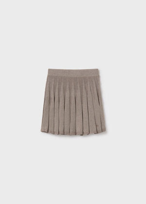 Mayoral Pleated Knit Skirt for Girls in Mole