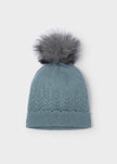Mayoral Usa Inc Faux Fur Pom Pom Beanie in Sage - Little Miss Muffin Children & Home