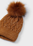 Mayoral Furry Pom Pom Beanie in Caramel