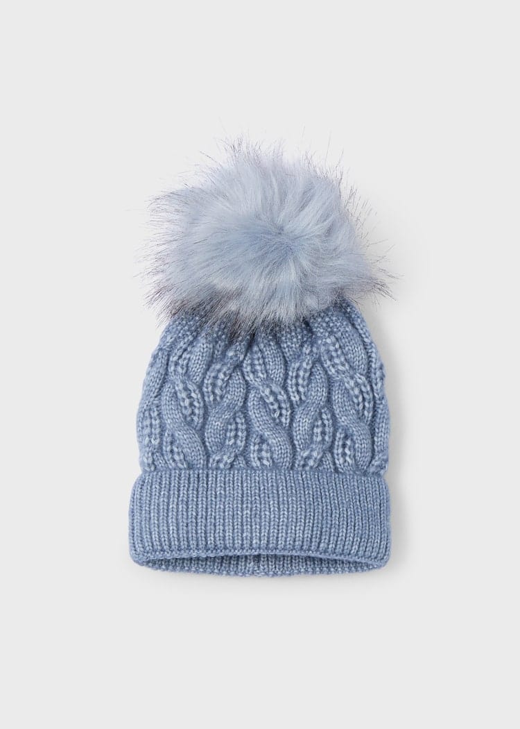 Mayoral Usa Inc Mayoral Furry Pom Pom Beanie in Sky Blue - Little Miss Muffin Children & Home