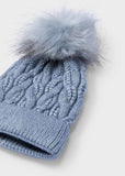 Mayoral Furry Pom Pom Beanie in Sky Blue