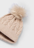 Mayoral Furry Pom Pom Beanie in Sand