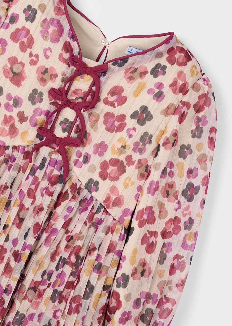 Mayoral Usa Inc Pleated Printed Dress in Cherry - Little Miss Muffin Children & Home