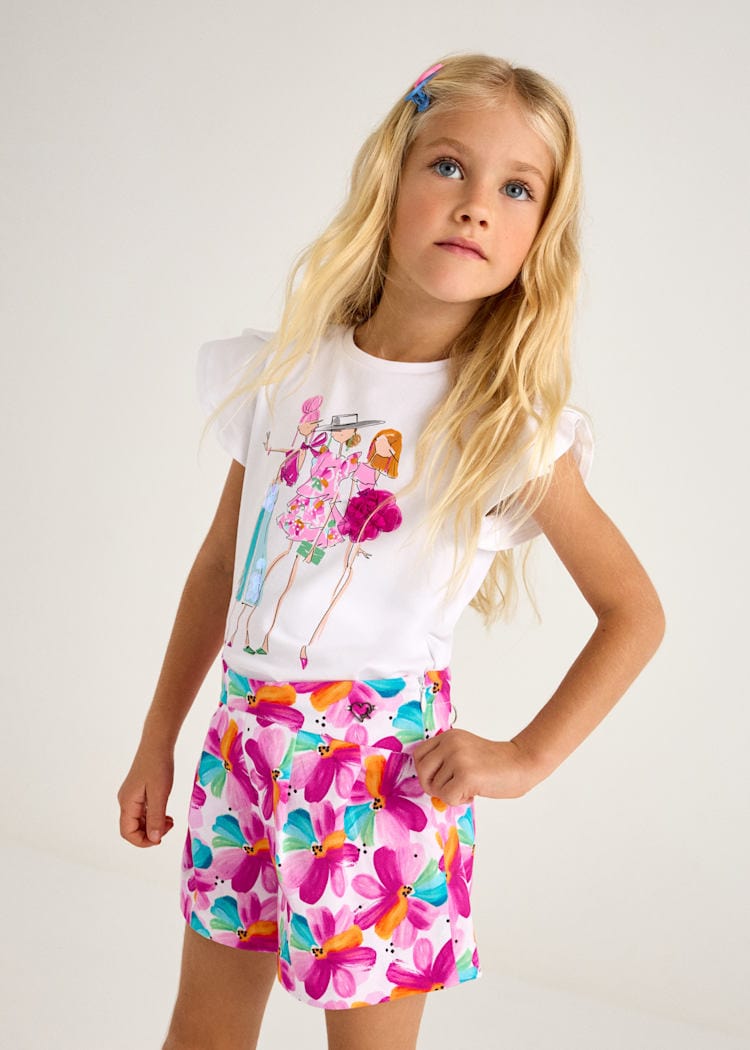 Mayoral Usa Inc Mayoral Floral Printed Shorts in Magenta - Little Miss Muffin Children & Home