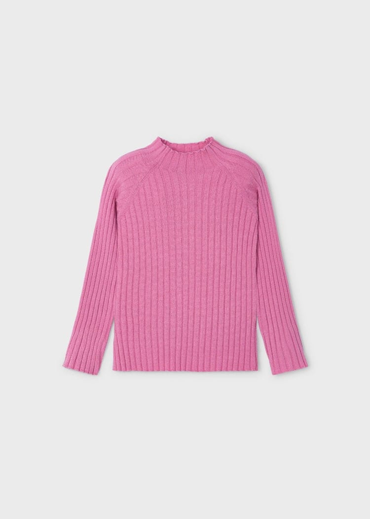 Mayoral Usa Inc Mayoral Girl Ribbed Mock Neck Sweater in Camellia - Little Miss Muffin Children & Home