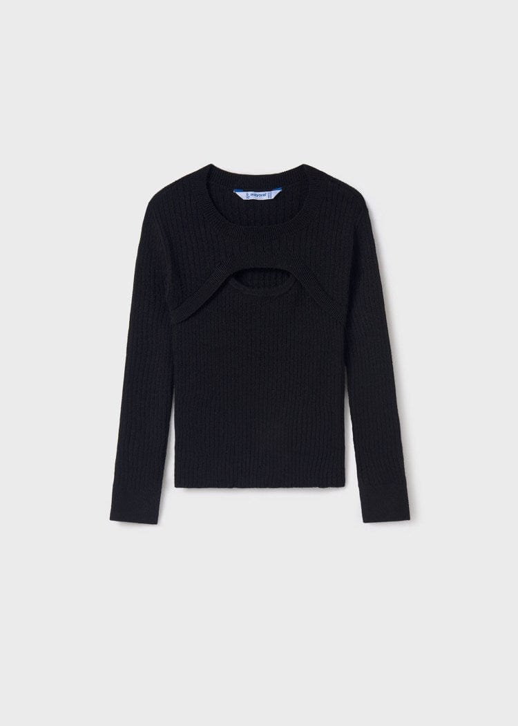 Mayoral Usa Inc Mayoral Ribbed Long Sleeve Top with Cutout in Black - Little Miss Muffin Children & Home