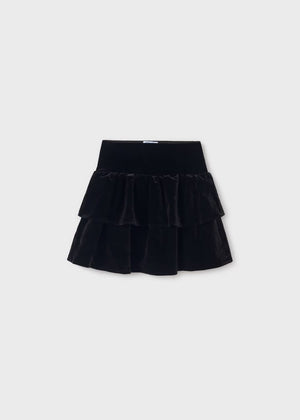 Mayoral Tiered Velvet Ruffle Skirt