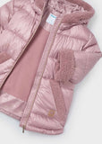 Mayoral Fleece Lined Hooded Puffer Jacket in Rose