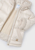 Mayoral Fleece Lined Hooded Puffer Jacket in Stone