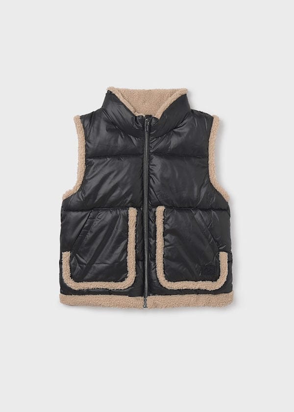 girls fleece lined black sherpa vest