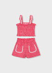 Gingham Smocked Top & Shorts Set in Poppy