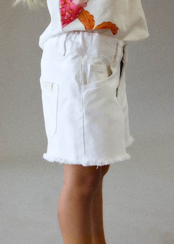 Mayoral Usa Inc Girl's Raw Edge Twill Shorts in White - Little Miss Muffin Children & Home