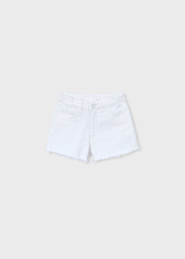 Mayoral Usa Inc Girl's Raw Edge Twill Shorts in White - Little Miss Muffin Children & Home
