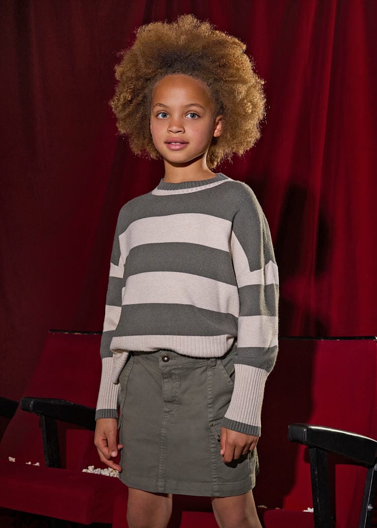 girls khaki twill mini skirt with pockets