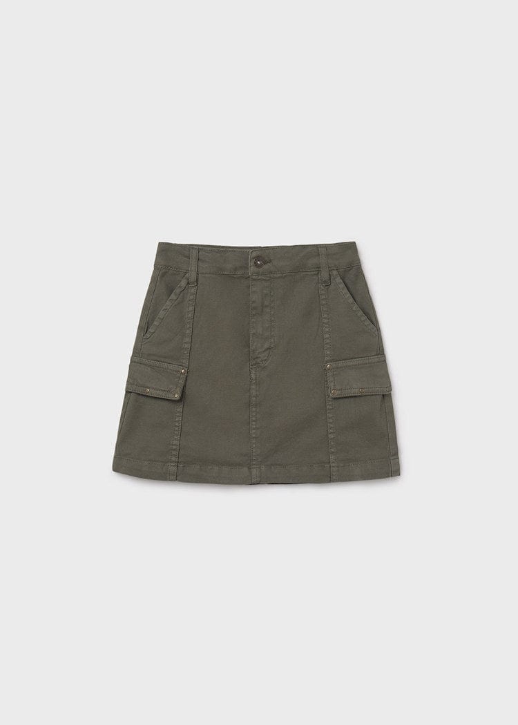 girls khaki green twill mini skirt