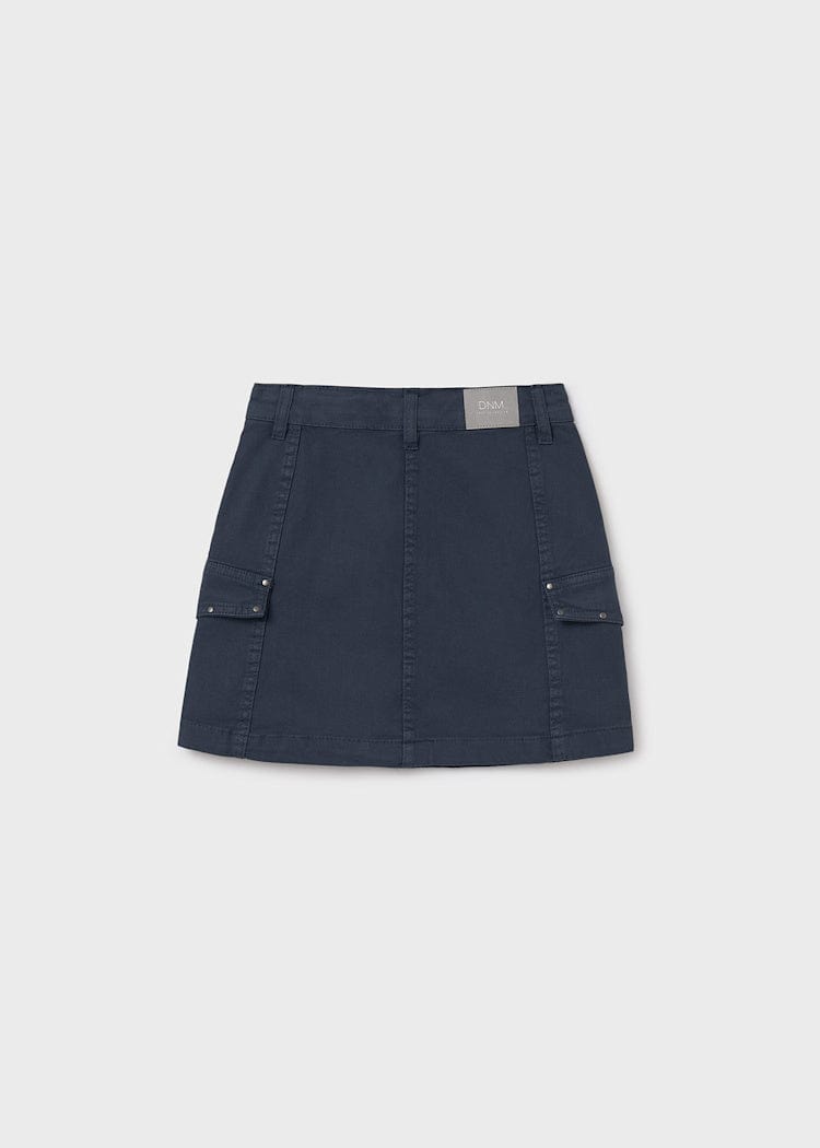girls twill mini skirt with pockets navy blue
