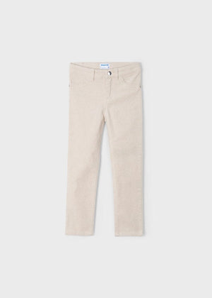 Mayoral Skinny Fit Sparkly Corduroy Pants in Almond