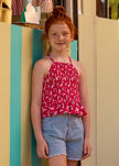 Striped Denim Shorts in Indigo