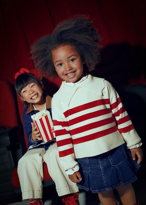 Mayoral Usa Inc Striped Knit Sweater with Scalloped Collar in Almond - Little Miss Muffin Children & Home