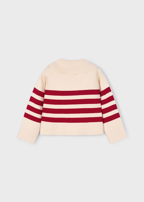 Mayoral Usa Inc Striped Knit Sweater with Scalloped Collar in Almond - Little Miss Muffin Children & Home