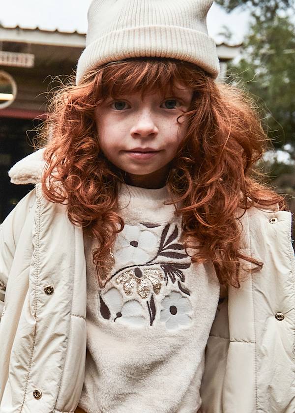 Mayoral Usa Inc Sequin & Faux Fur Floral Sweatshirt - Little Miss Muffin Children & Home