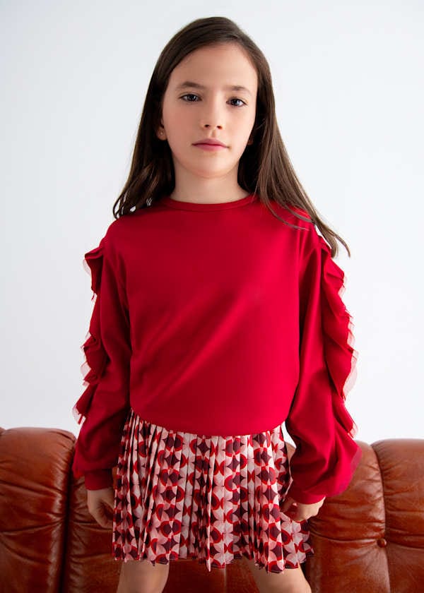 Abel & Lula Milano Jersey Sweatshirt with Tulle Ruffle Trim - Little Miss Muffin Children & Home