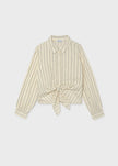 Tie-Front Striped Blouse